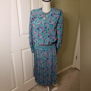 Vintage Evanna top and skirt polka-dot pleated